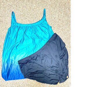 NEW Swim 365 Blue Tankini 40W & Navy Bikini 40W Women Plus Swimwear 2PC #027